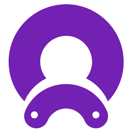 Logo do FDGE, Um circulo roxo com uma silhueta de uma pessoa em branco na frete